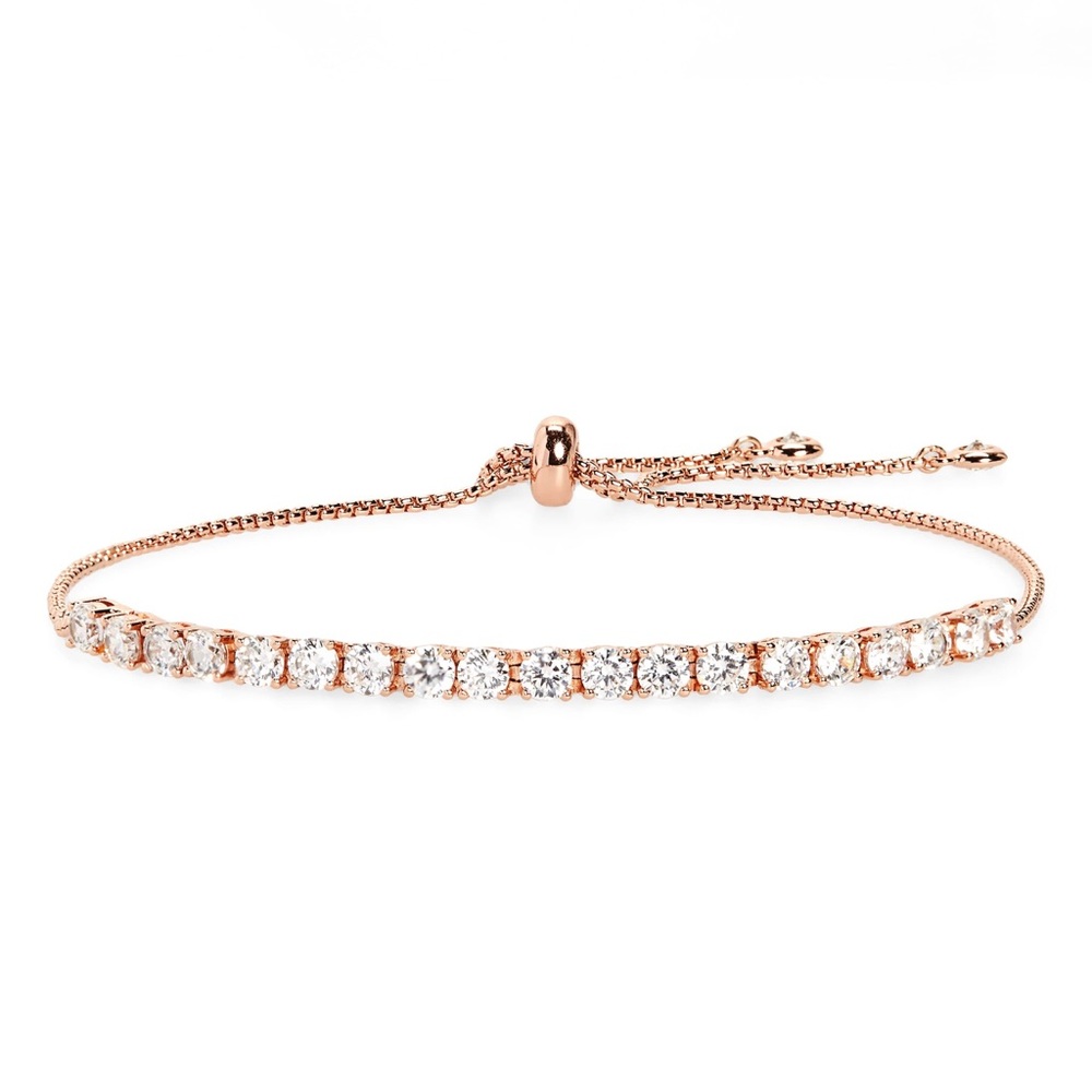 Pavè Spheres Tennis Slider Bracelet in Rose Gold